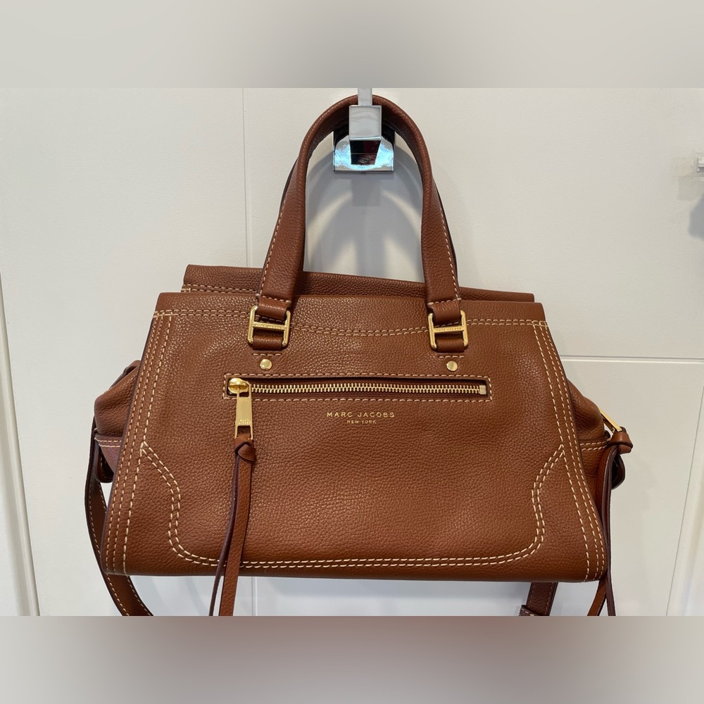 Marc Jacobs Brown Leather Satchel with Gold Accents - Picture 2 of 6